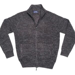 Jeremy Argyle Men’s Sweater Full Zip Charcoal Cardigan Cashmere Blend Size‎ L